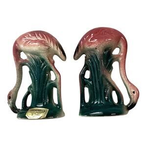 Vintage Sarsaparilla Japan 1980's Flamingo Ceramic Salt Pepper Shakers A1096